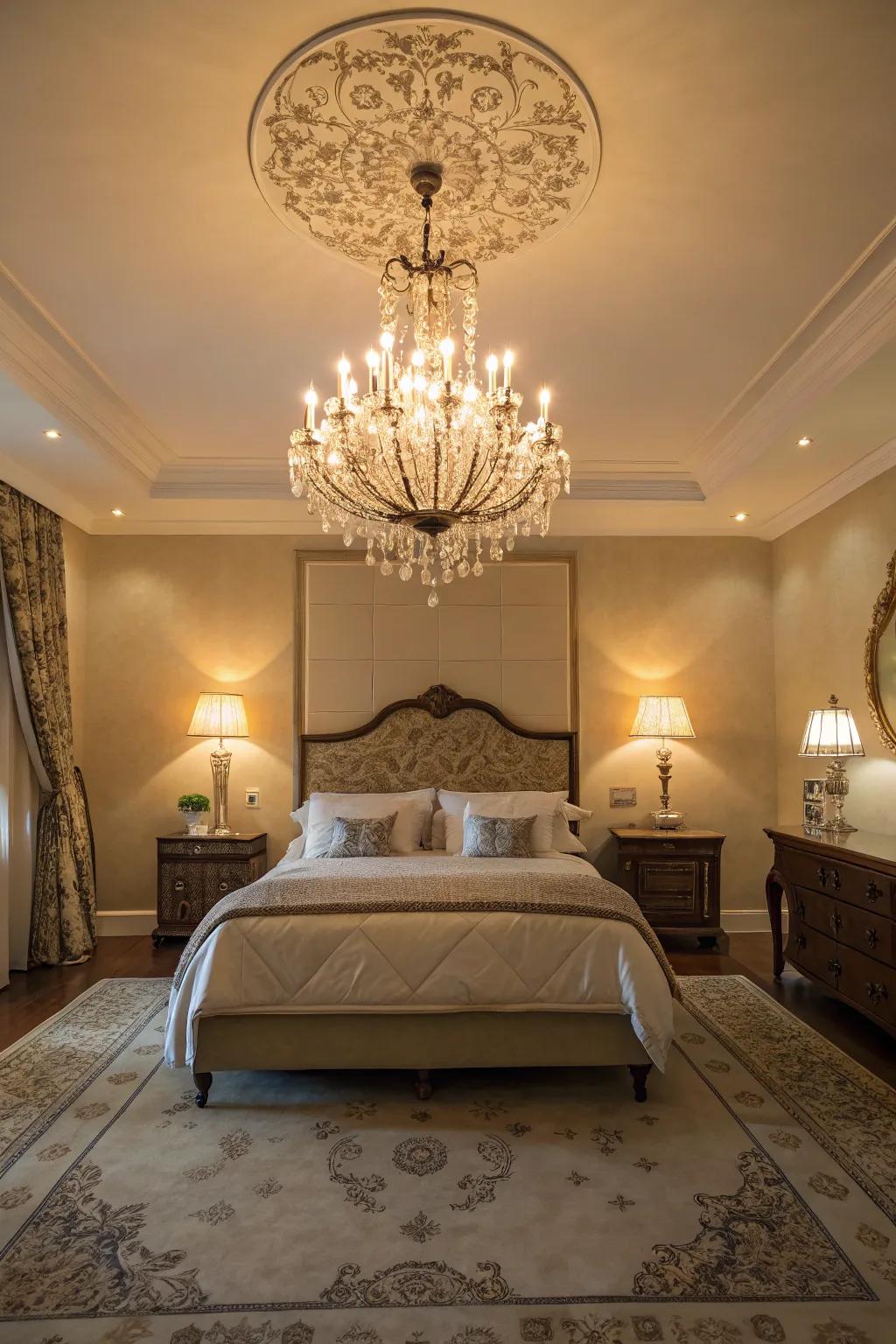 Accent lighting results in a cozy and inviting illumination.