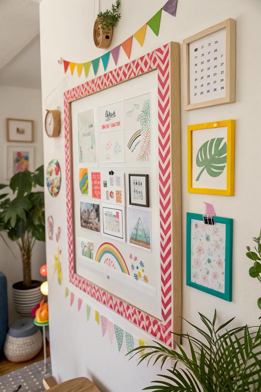 Decorative tape introduces a playful and adaptable border to posters.