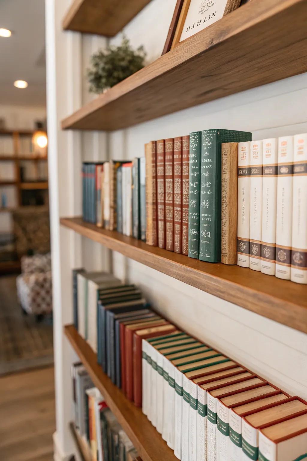 Books introduced as decor inject sophistication and visual interest.