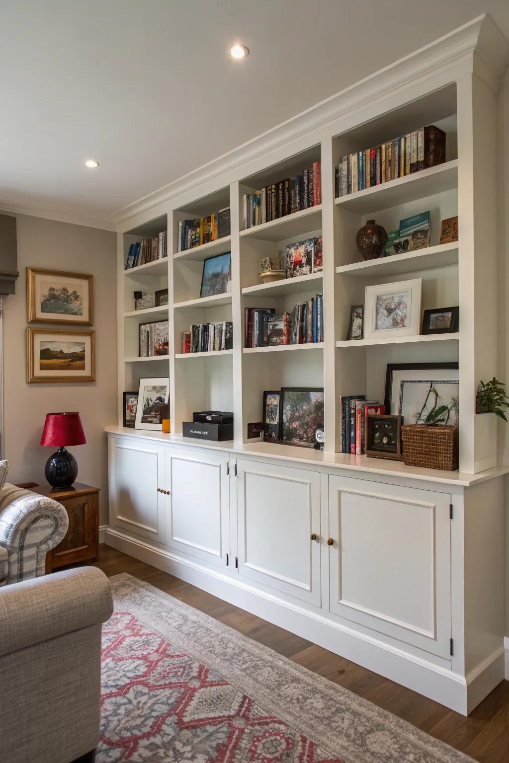 Utilize space to the fullest with fashionable integrated shelves.