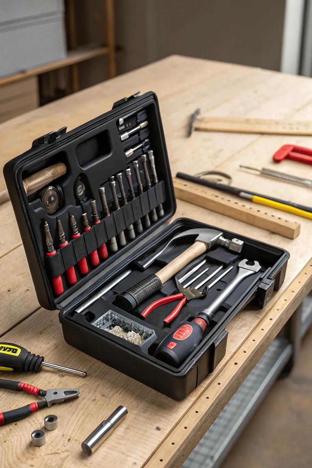 A well-organized toolbox ensures tools are consistently within arm’s reach.