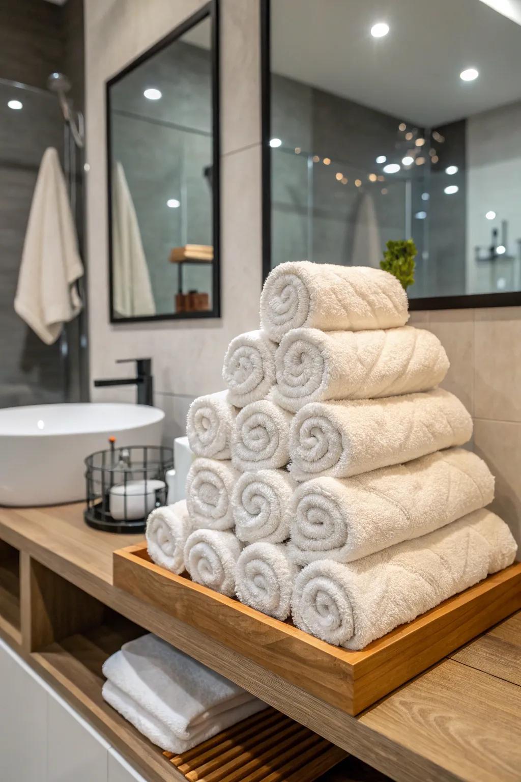 A tapered arrangement introduces an element of sophistication to your storage solutions.