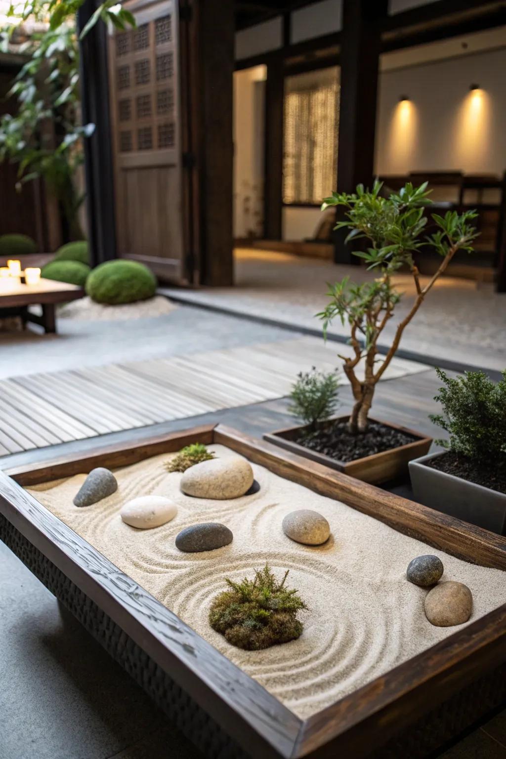 A Zen garden delivers a peaceful refuge within your home.