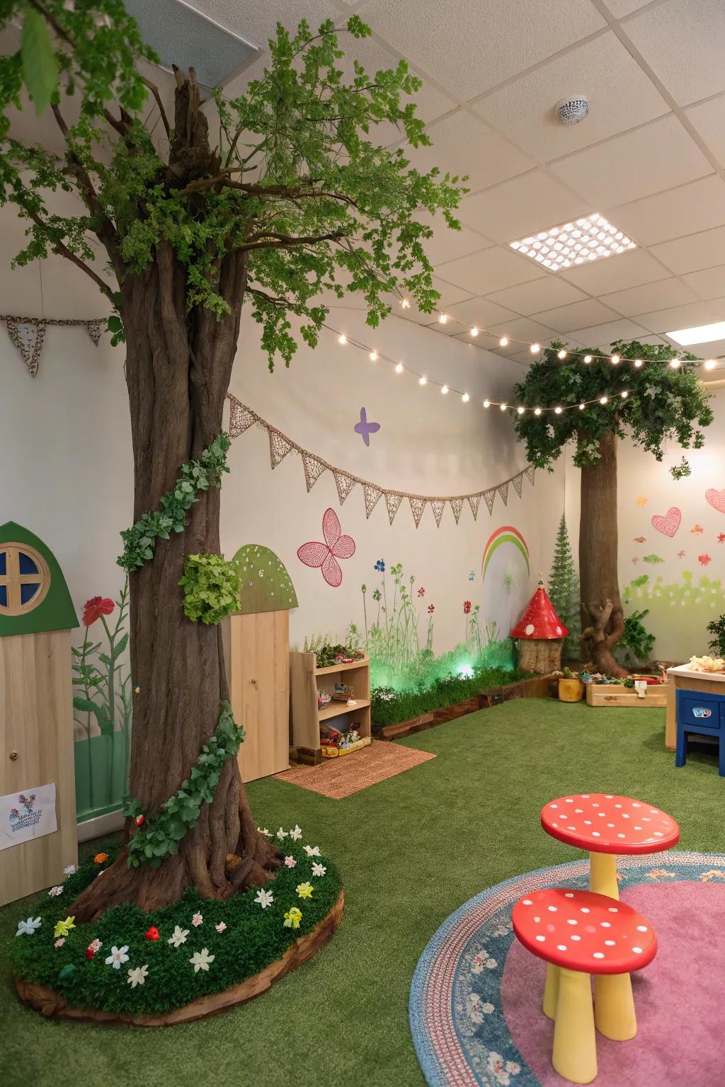 A whimsical forest inspiring creativity and imagination.