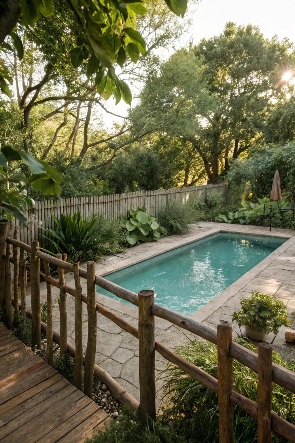 Timber enclosures introduce a natural, countryside nuance to pool zones.