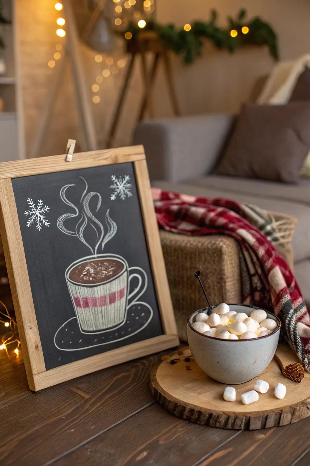 Find warmth with a comforting chalkboard illustration.