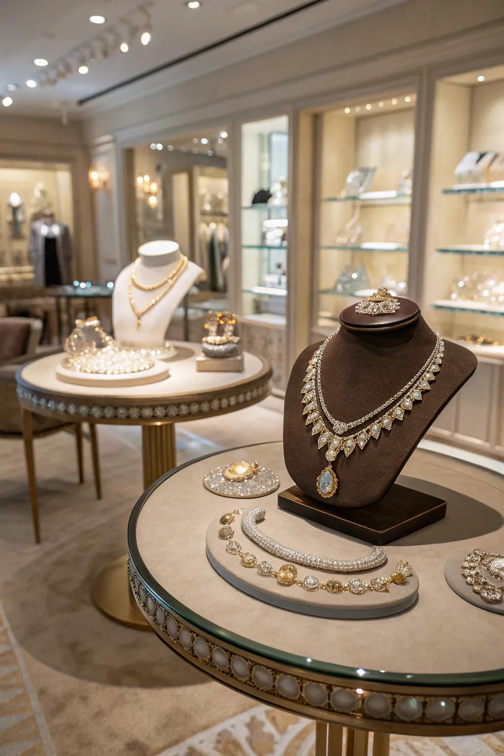 Draw attention with the use of round tables that inspire exploration.