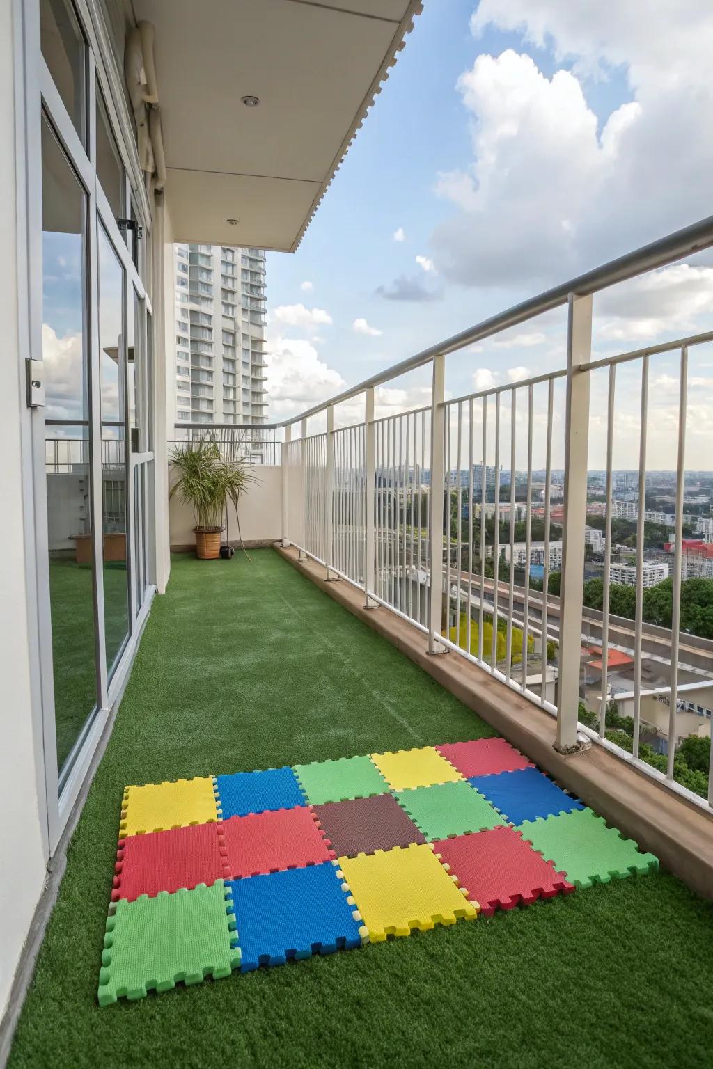 Soft surfaces offer a safe and pleasant area for kids to play and explore.