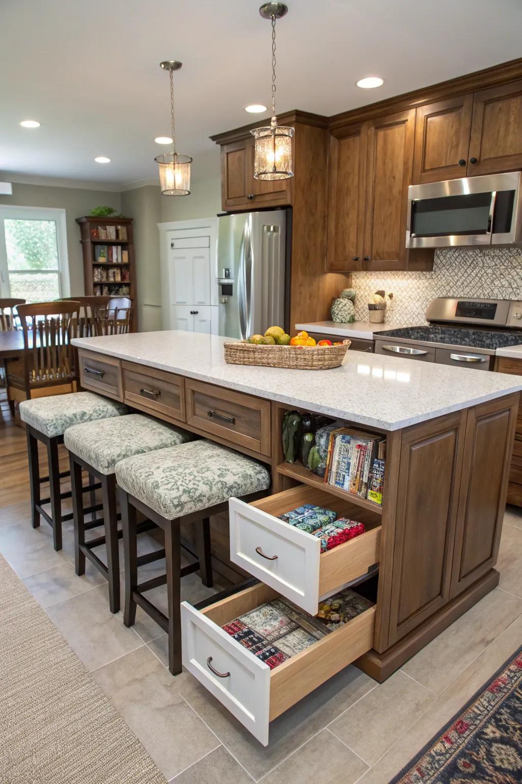 Enhance your kitchen's utility with thoughtfully designed built-in storage options.