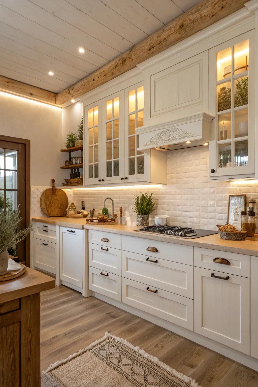 A culinary space showcasing a soothing and neutral color palette.