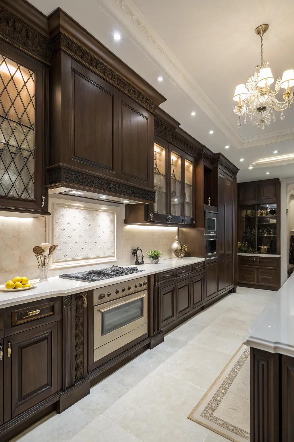 Dark paneling lends richness and drama to any kitchen setting.