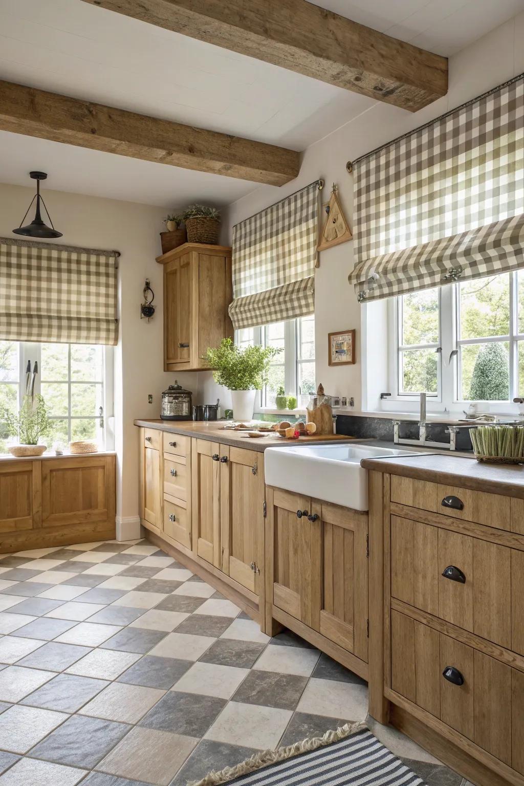 Checkerboard designs infuse retro allure into the kitchen.