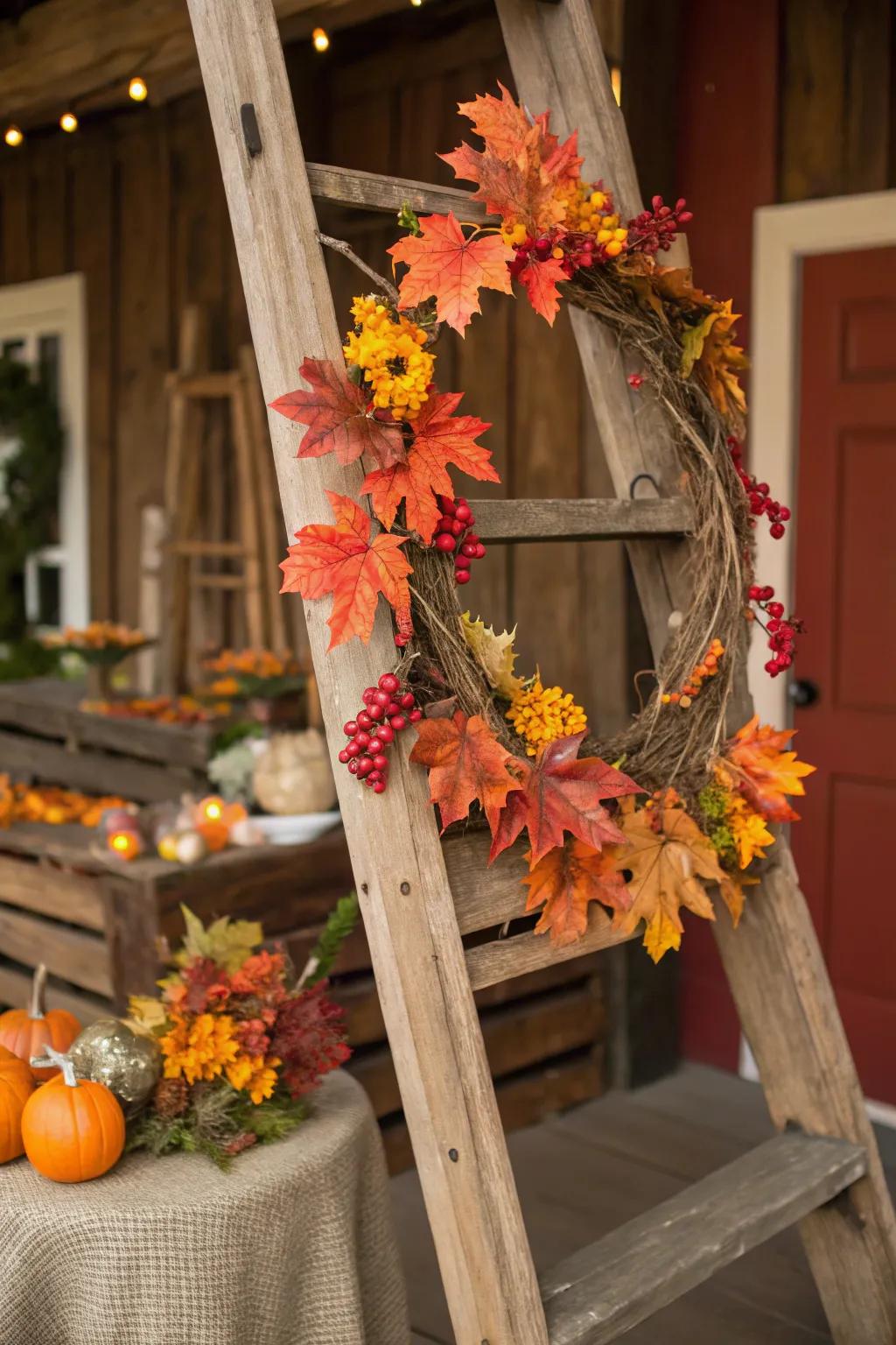 Themed decorations on a ladder amplify the celebratory atmosphere.