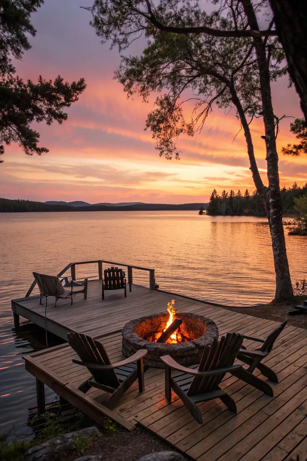 A pier-side brazier delivers an unparalleled and serene lakeside encounter.