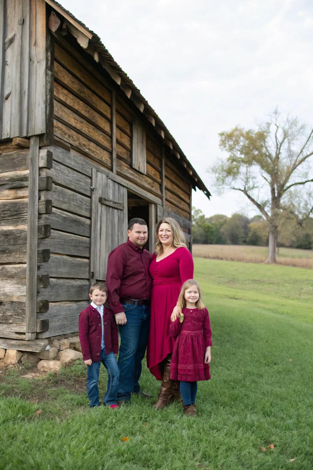 Jewel tones bring a vibrant contrast against rustic backdrops.