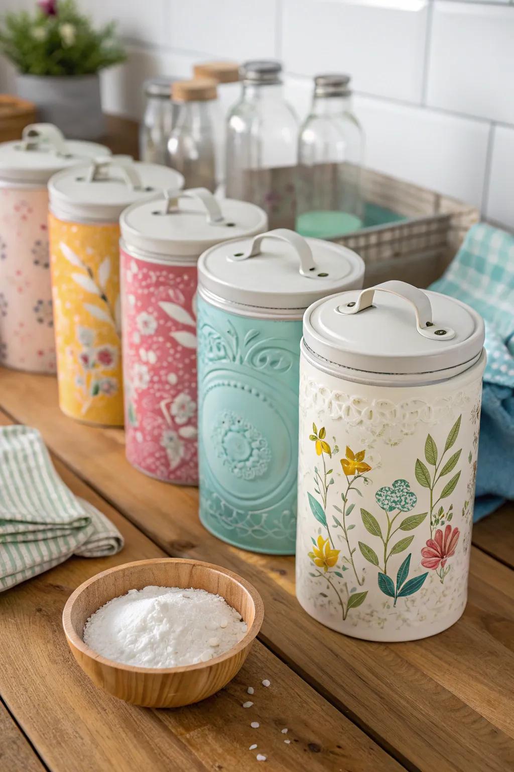 Craft your personalized detergent and house it in fashionable receptacles.