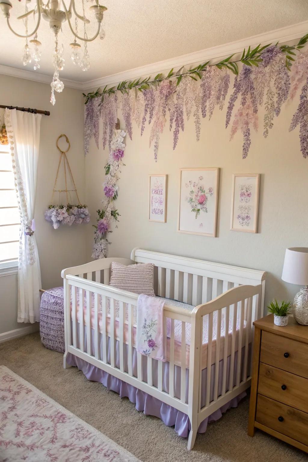 Botanical art brings a natural touch to the nursery.