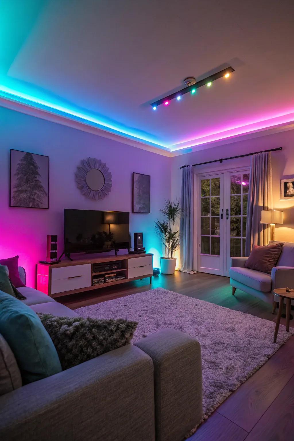 Hue-adaptable LEDs for a versatile atmosphere.