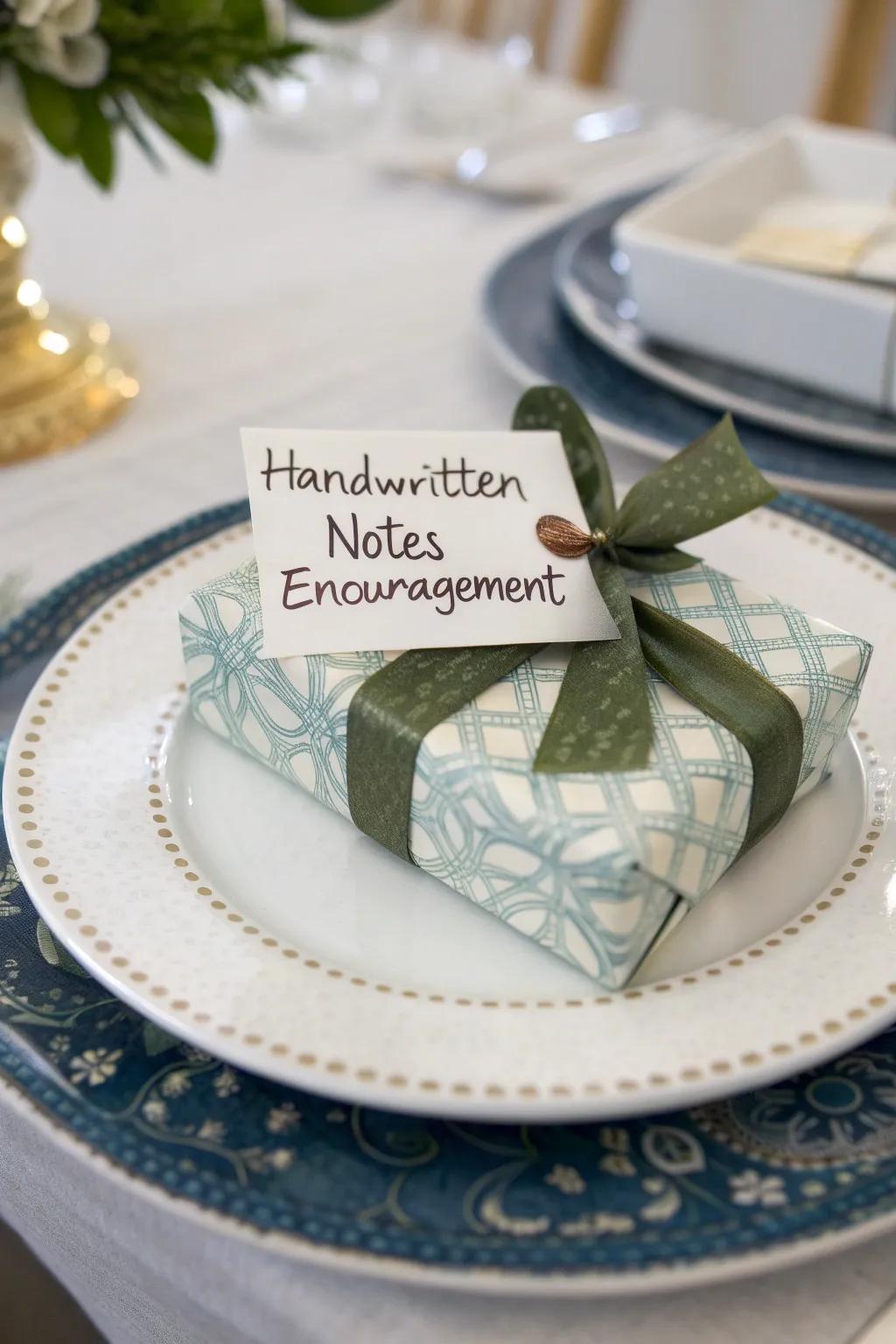 A splendidly presented plate accompanied by handwritten sentiments, ideal for gifting.