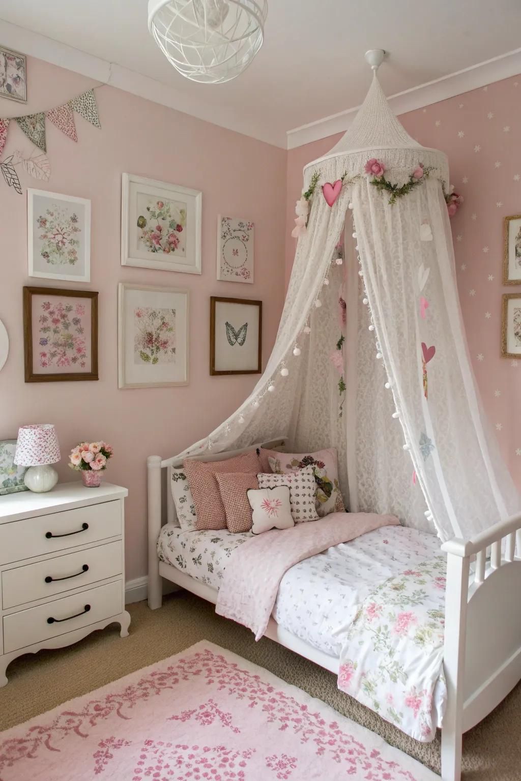 A subtle rose retreat ideal for a snug and serene milieu.
