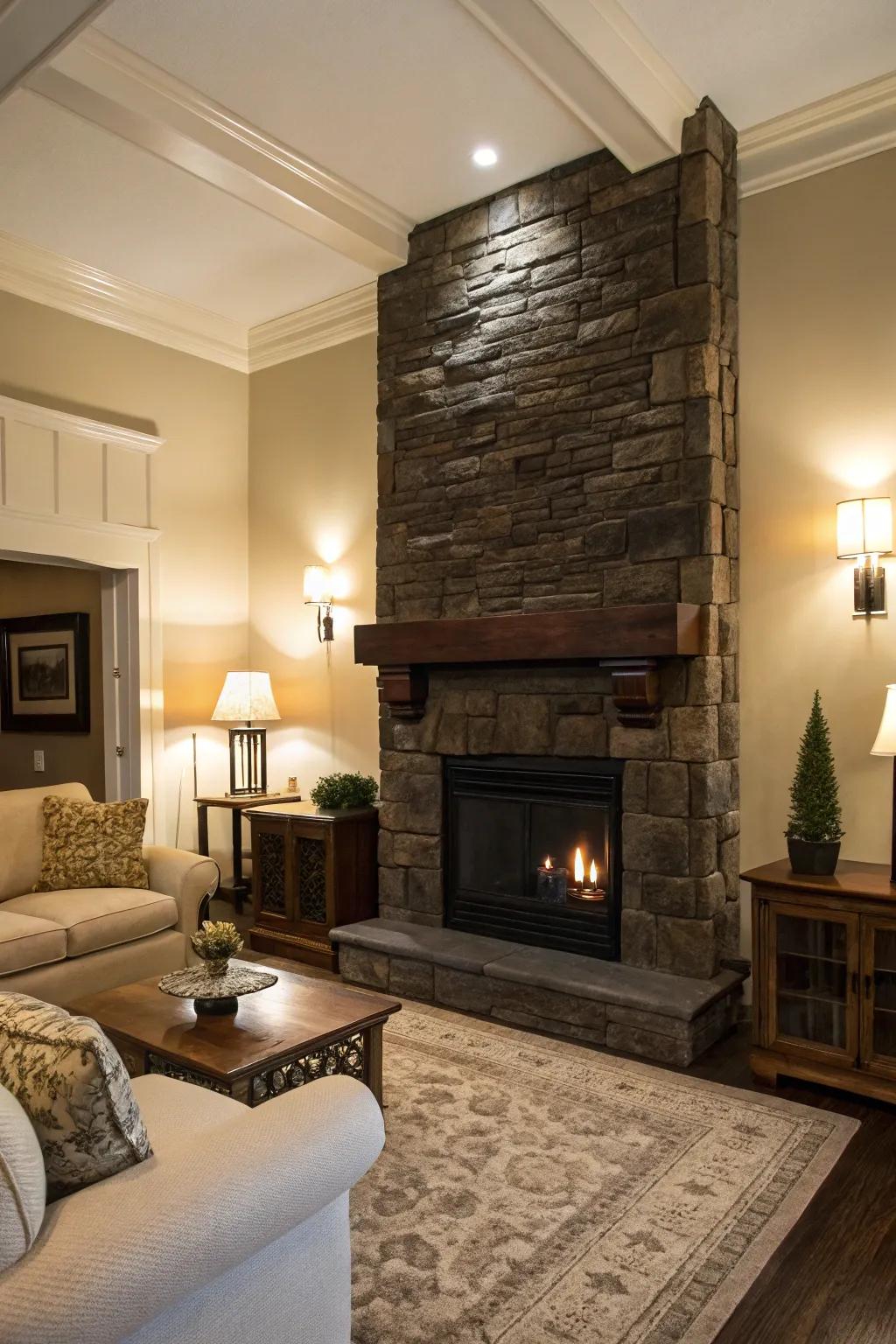 Deep-toned stones contribute richness and sophistication to your living space.