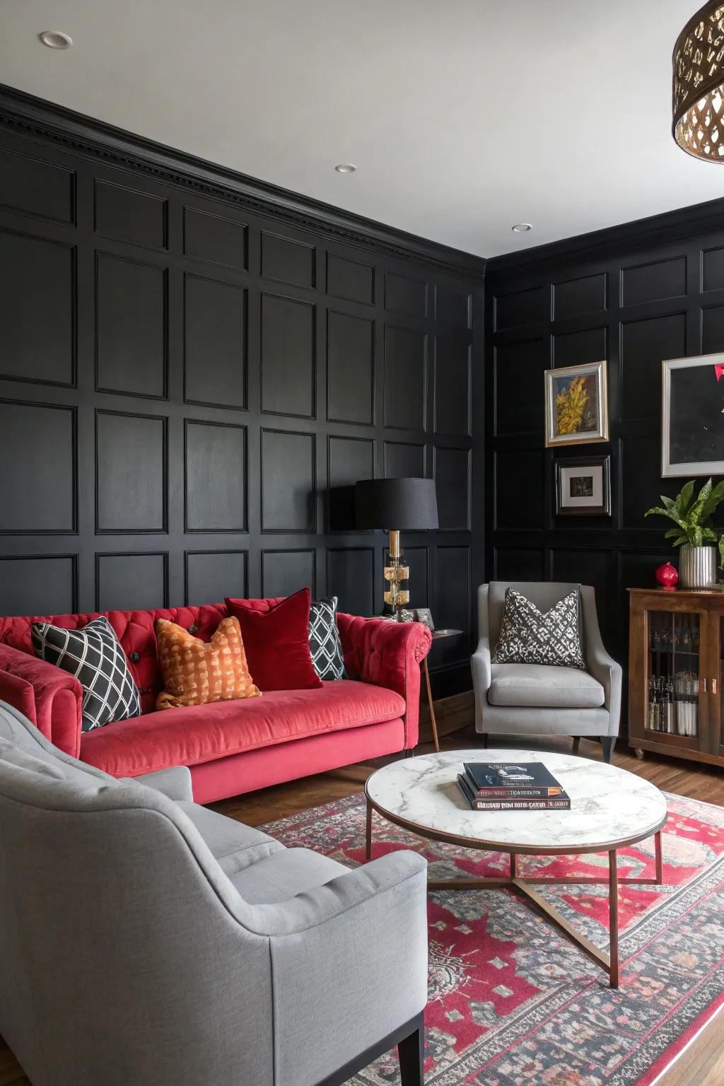 Dramatic onyx panels create a powerful visual impact.
