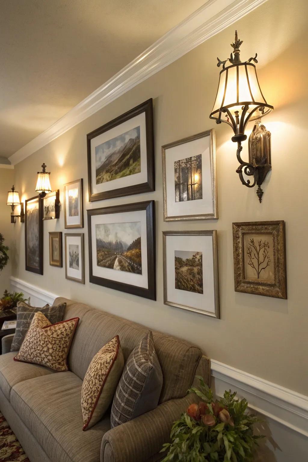 Art becomes the centerpiece with the correct lighting.