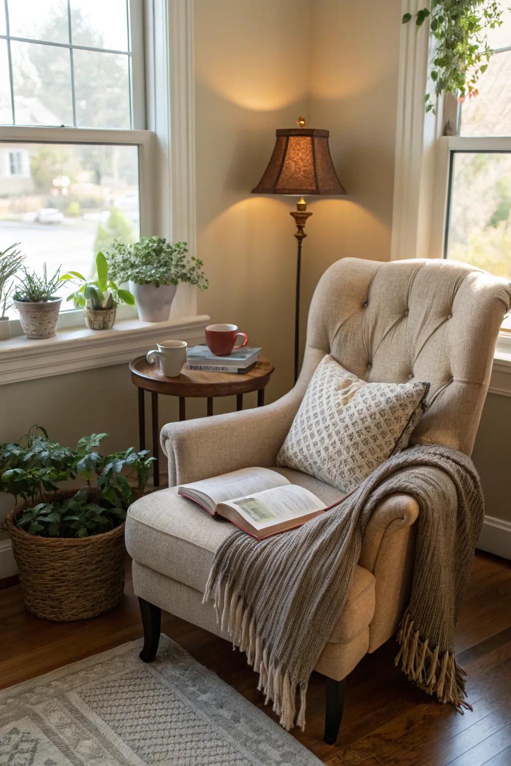 Cozy corners are ideal as reading nooks.