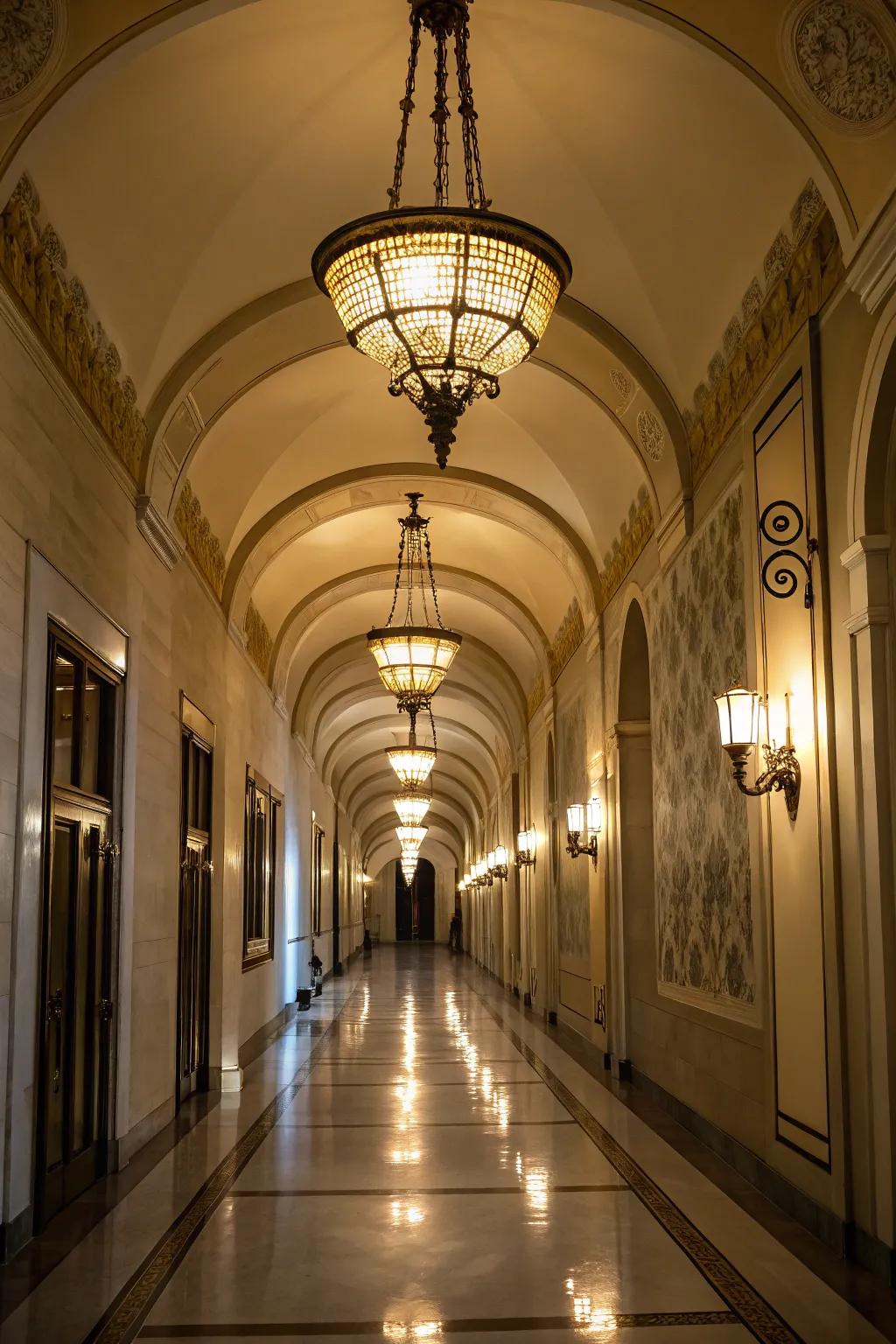 Pendant lights provide a dash of class and warmth to every hallway.