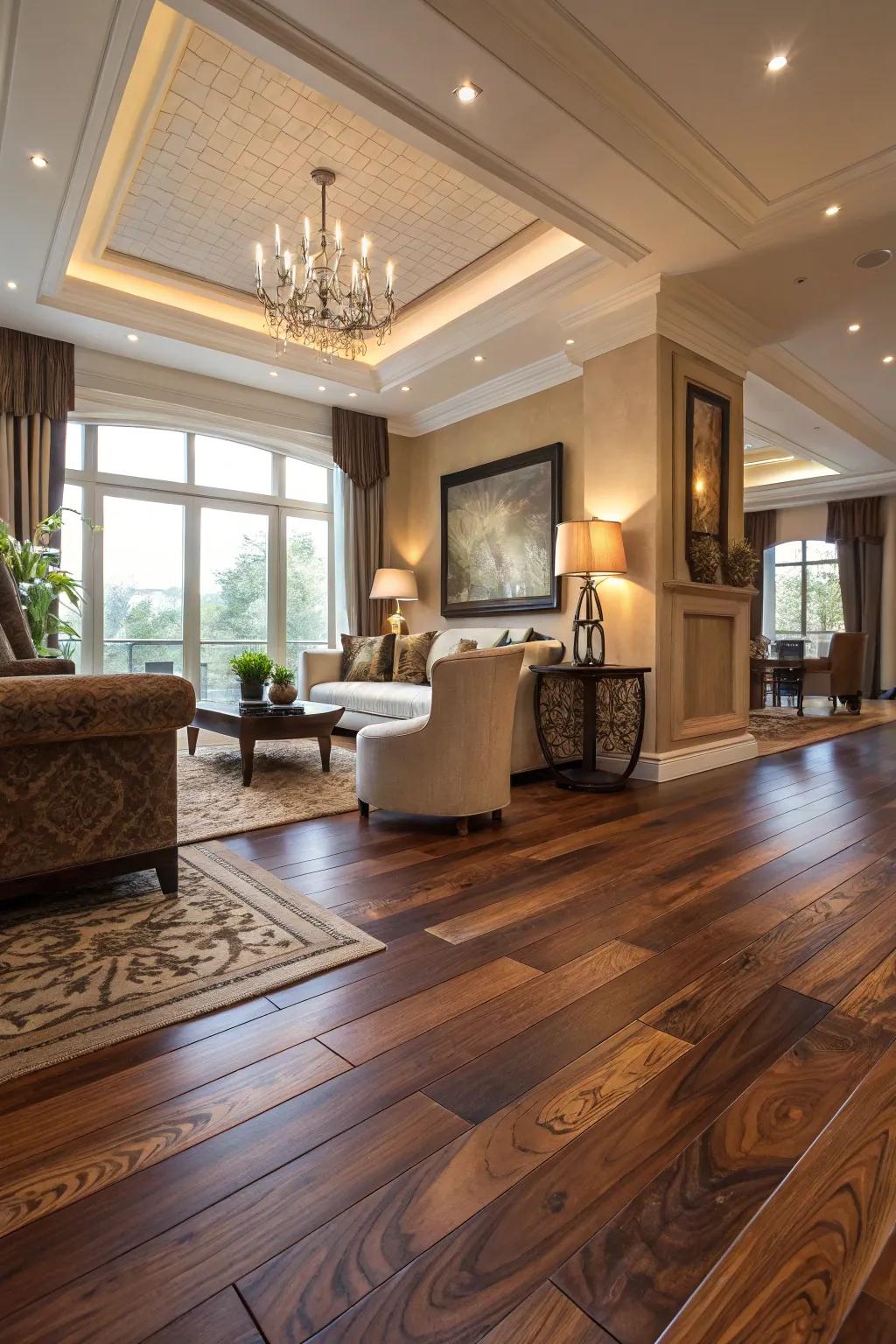 Unique hardwoods present remarkable textures and hues for a striking surface.