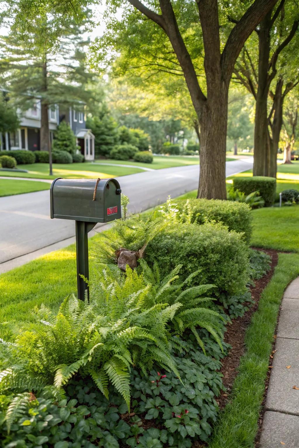 Elevate your mailbox area with luxurious greenery and shrubs.