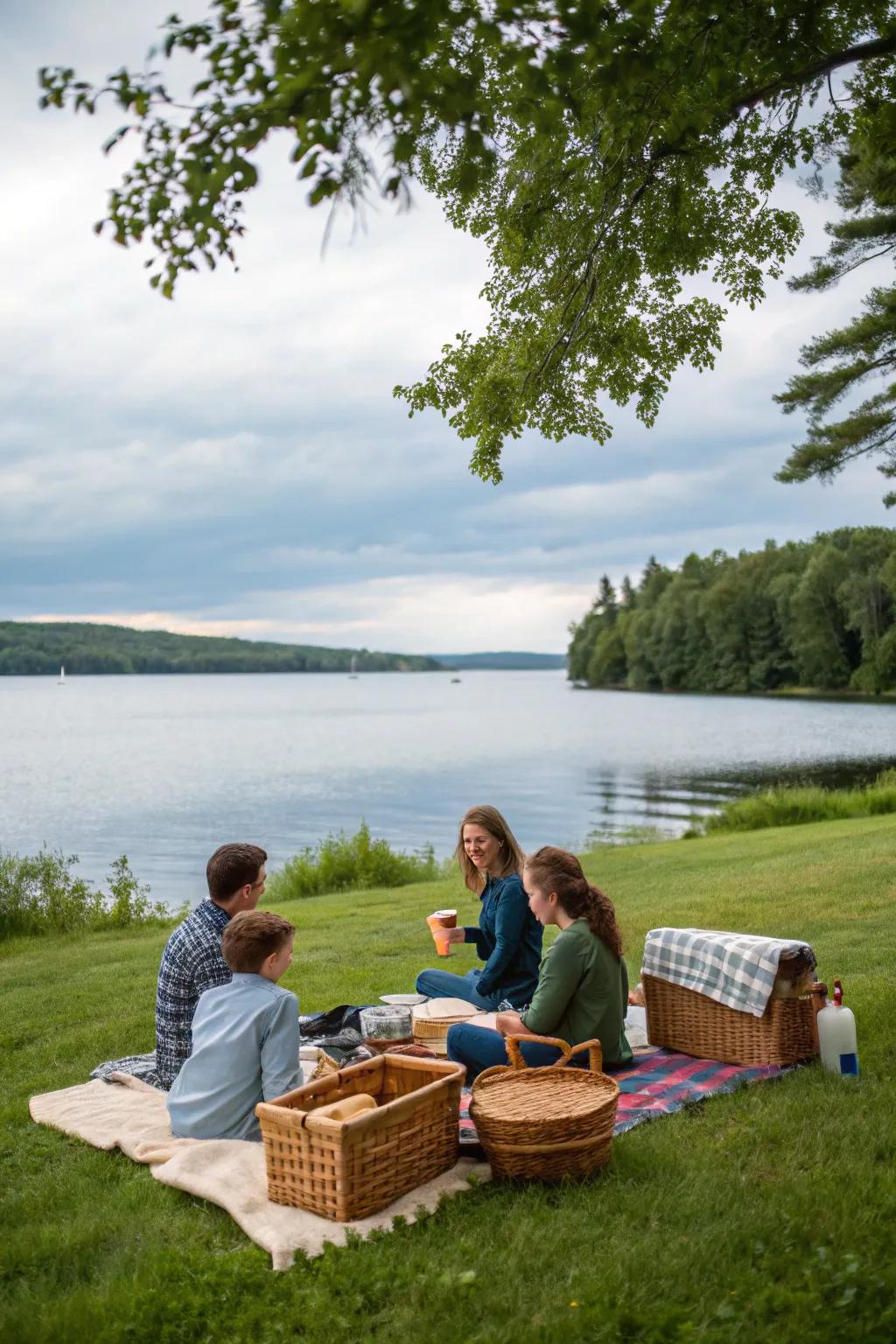 A peaceful spot for a lakeside picnic in Maine.