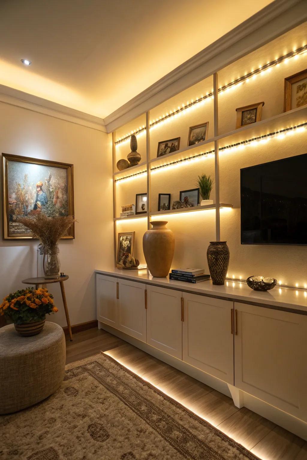Gentle lighting transforms your area into an intimate getaway.