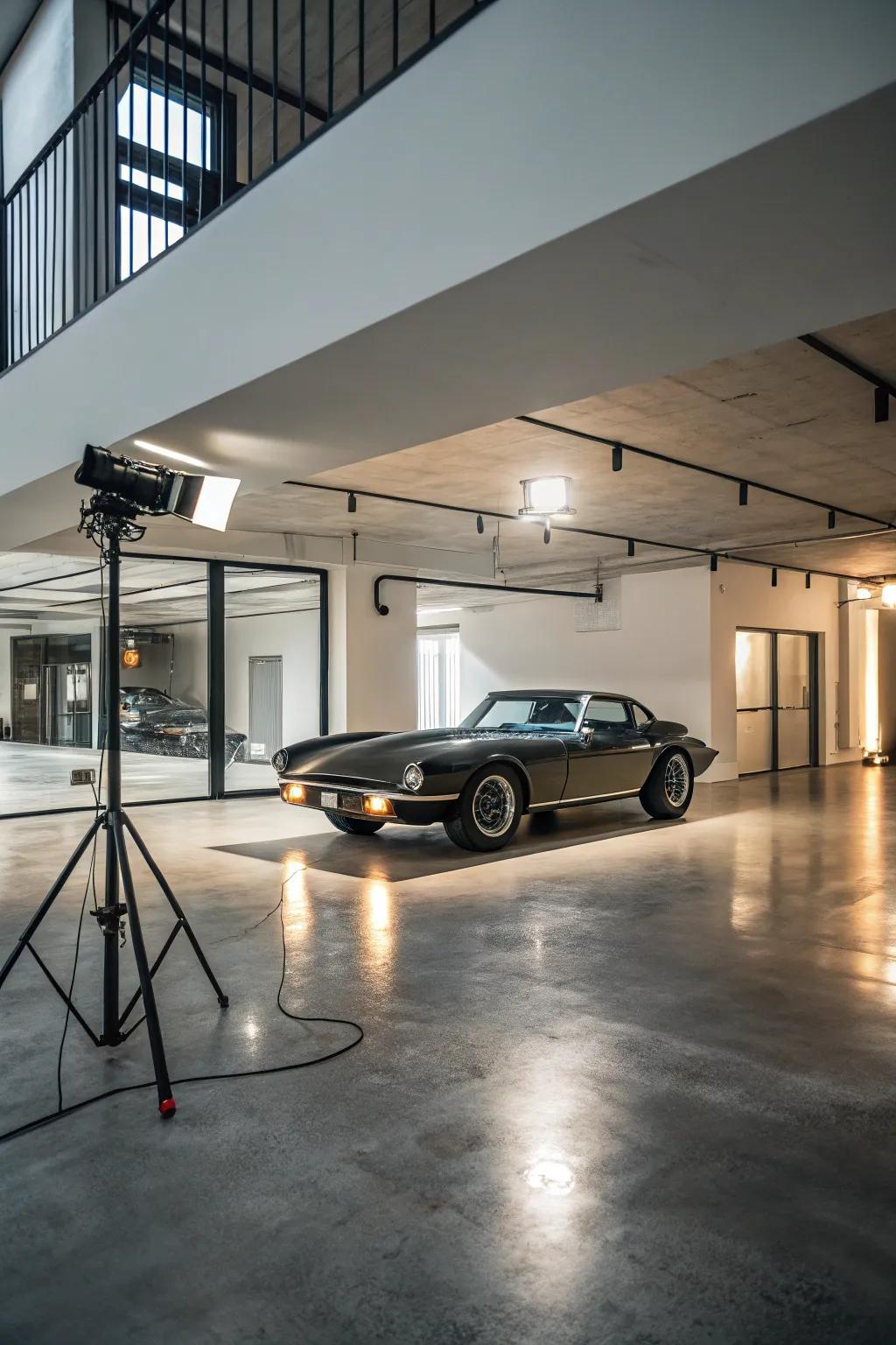 Showcase your passion for automobiles through a dedicated display sector in your loft.