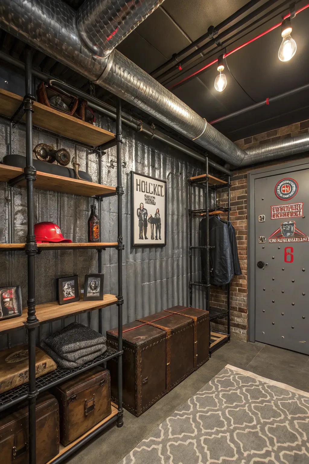 Modern metal details add a modern edge to your cave.