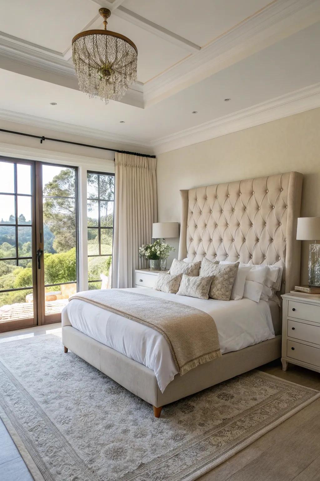 A statement bed functions as the focal point in a thoughtfully planned area.