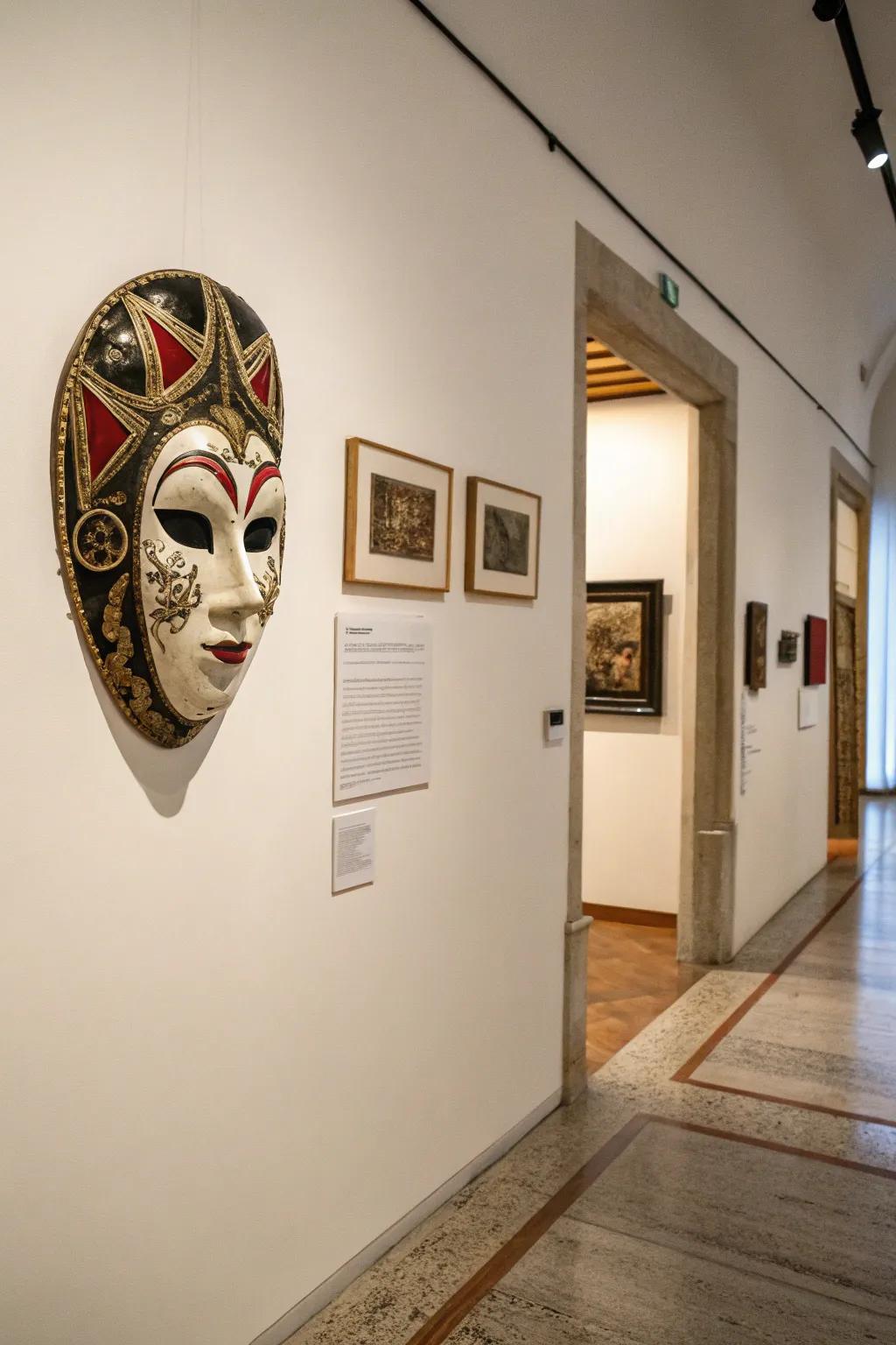 A solitary adornment showcased as a work of art generates a gallery-esque atmosphere.
