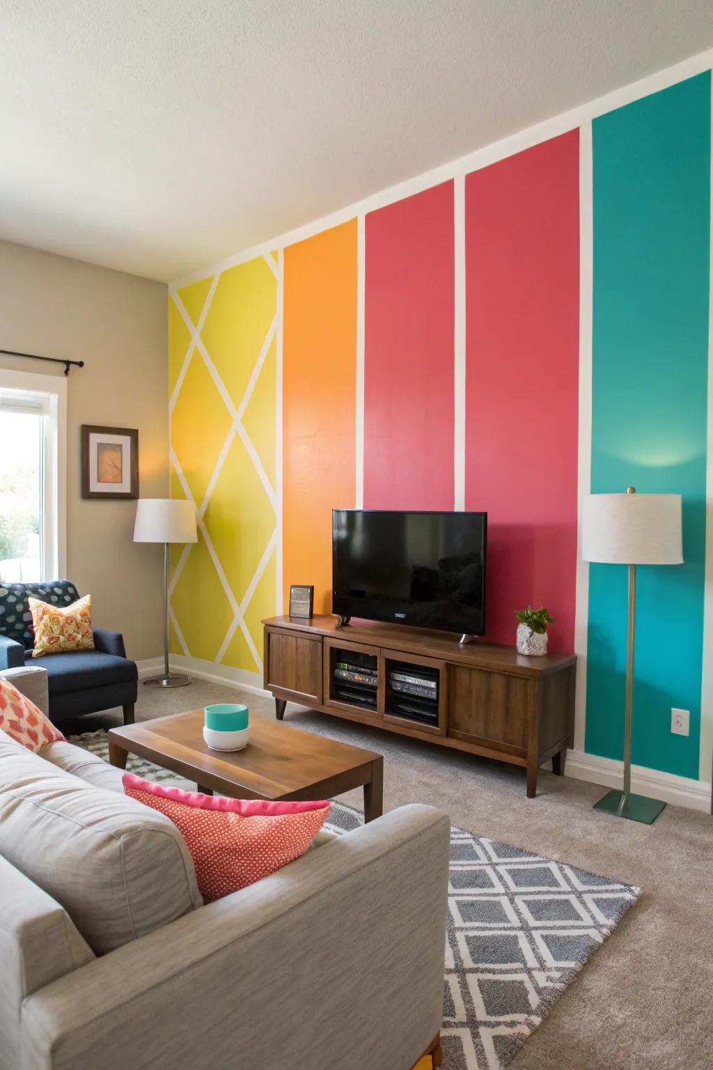 Color partition turns walls into vibrant visual magnets.