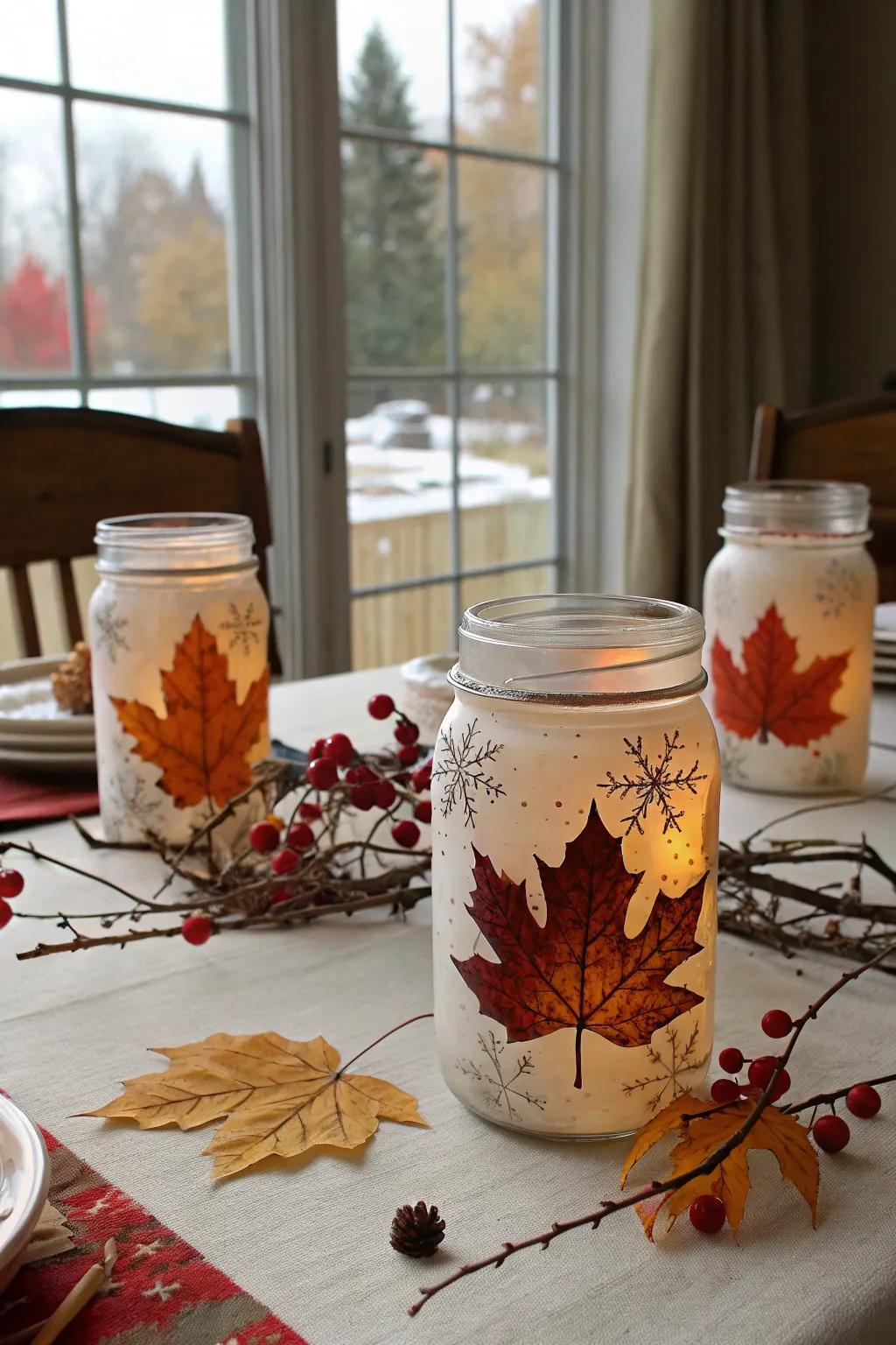 Seasonal painted preserving jars bring vibrancy to your home.