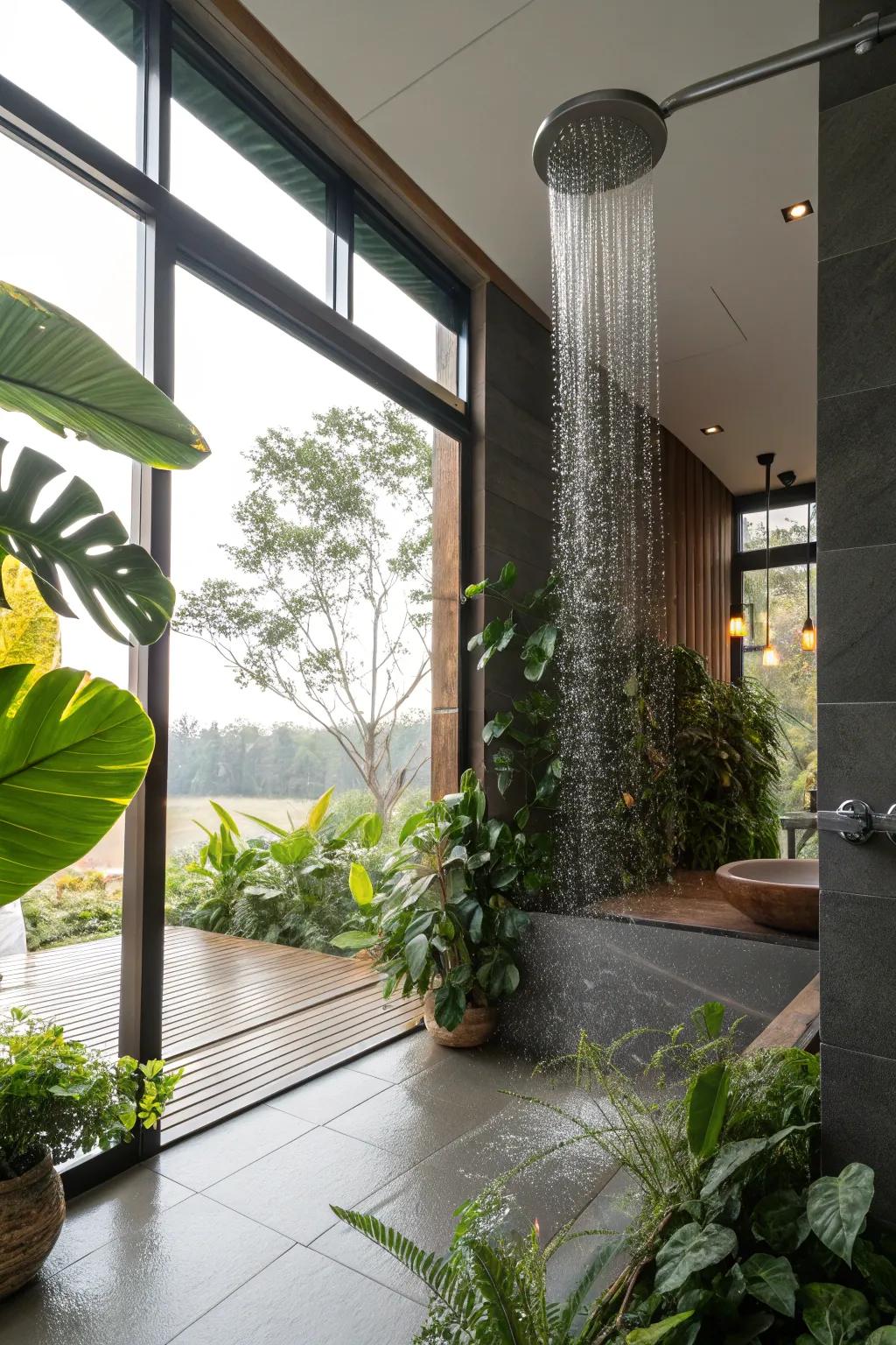 Natural radiance infuses warmth and vitality into your shower space.