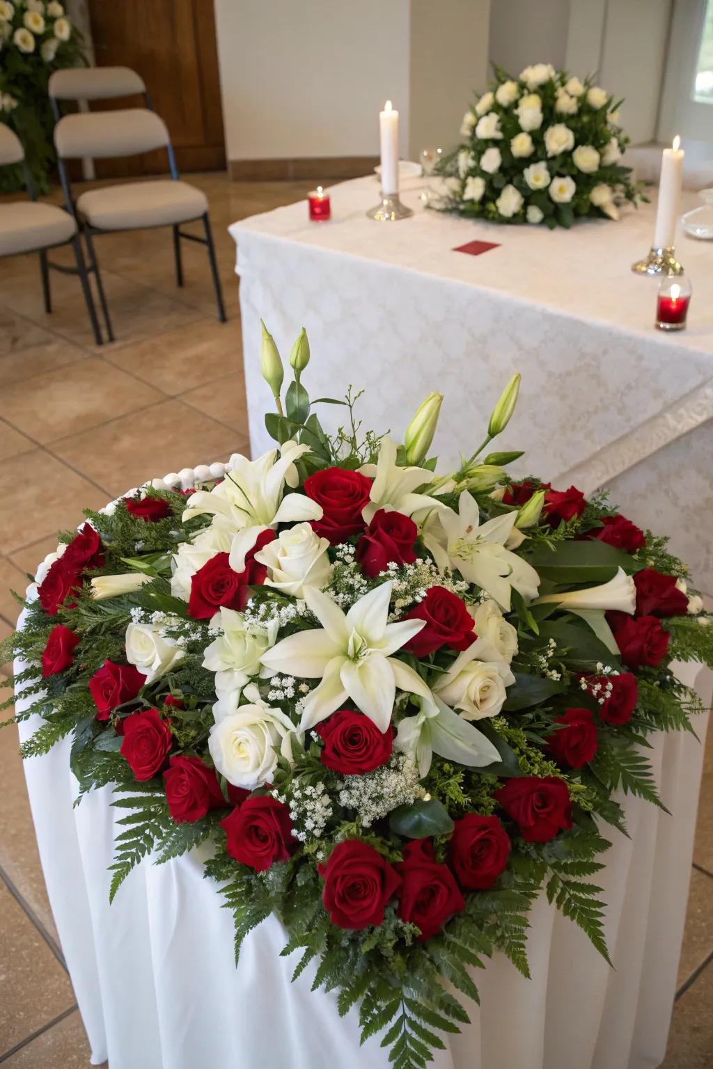 Flower decorations bring elegance and emotion to the table.