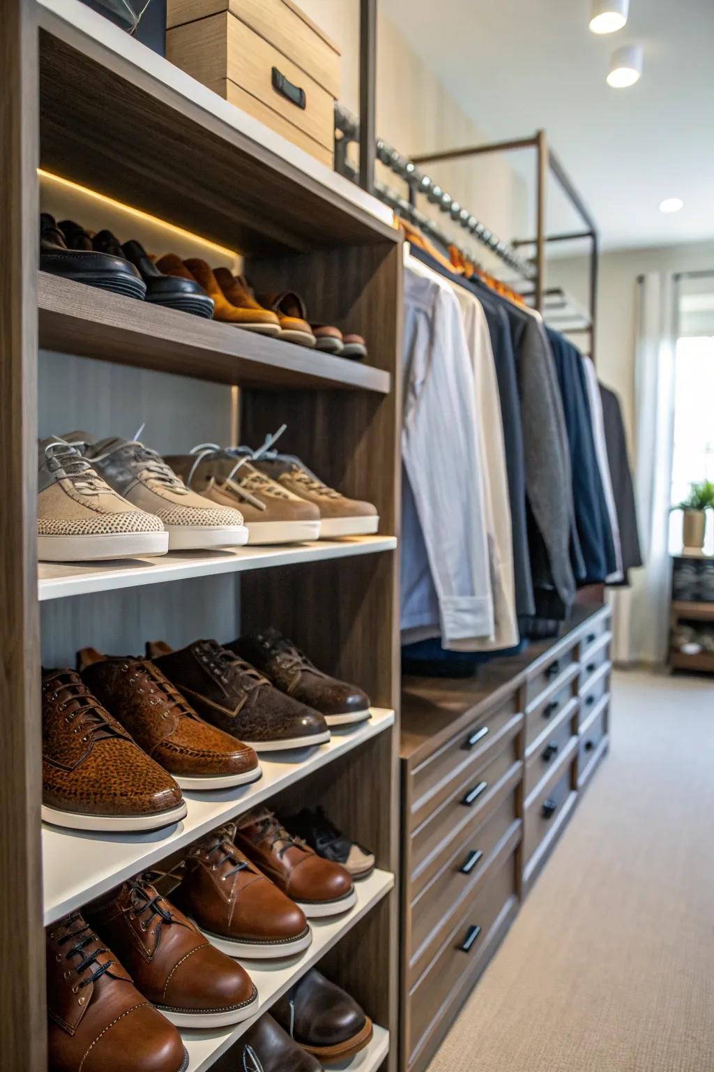 Shoe storage that keeps your footwear organized and accessible.