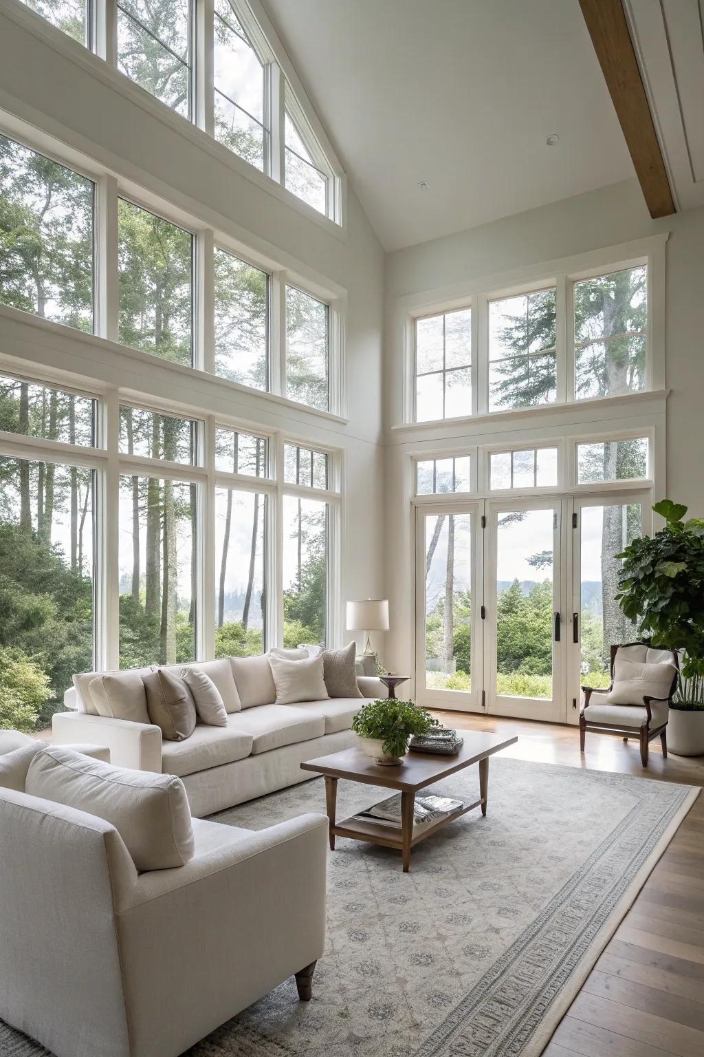 Sunlight bathes this minimalist living space, yielding a cozy and inviting ambiance.