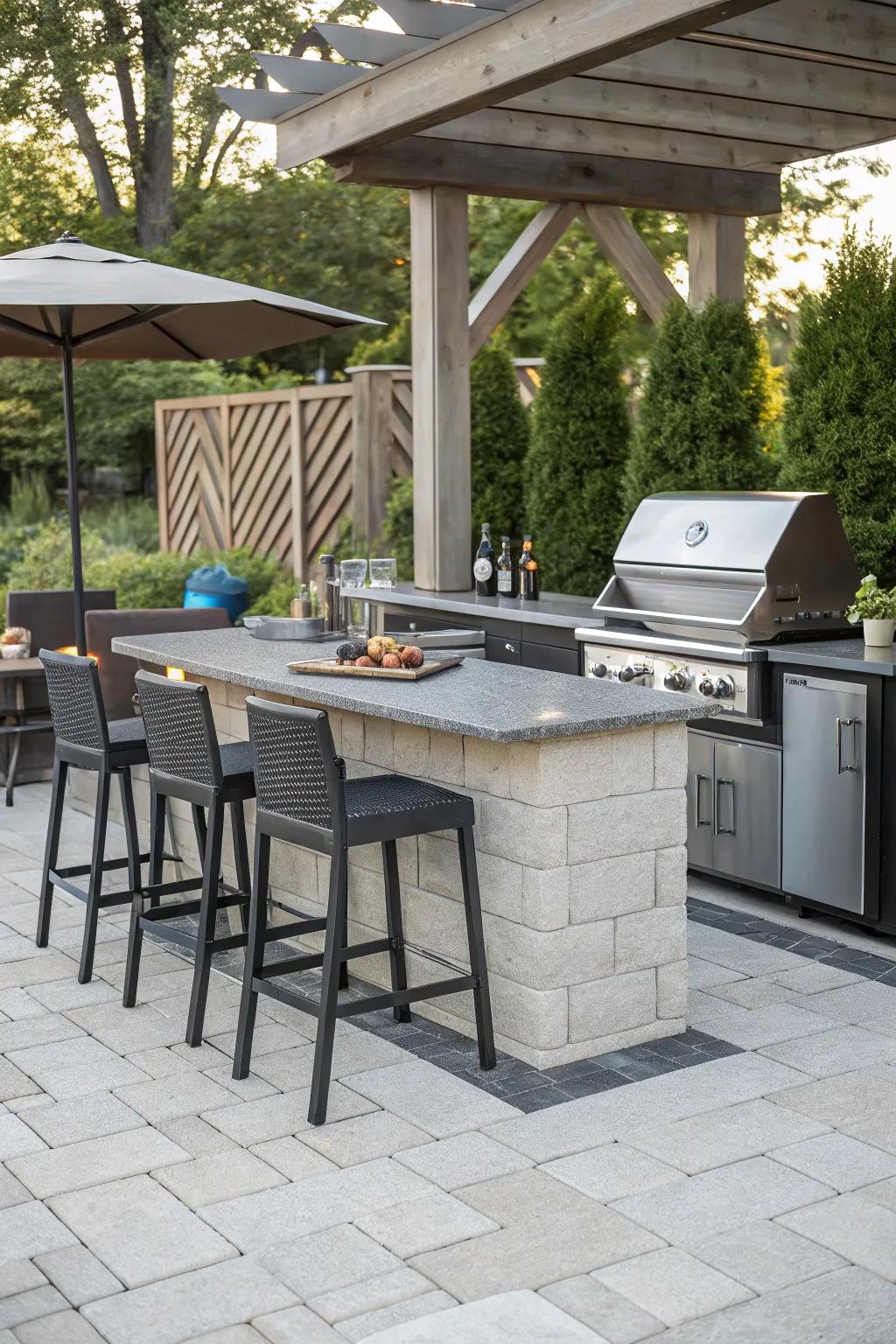 Seats convert your BBQ island into a social gathering hub.