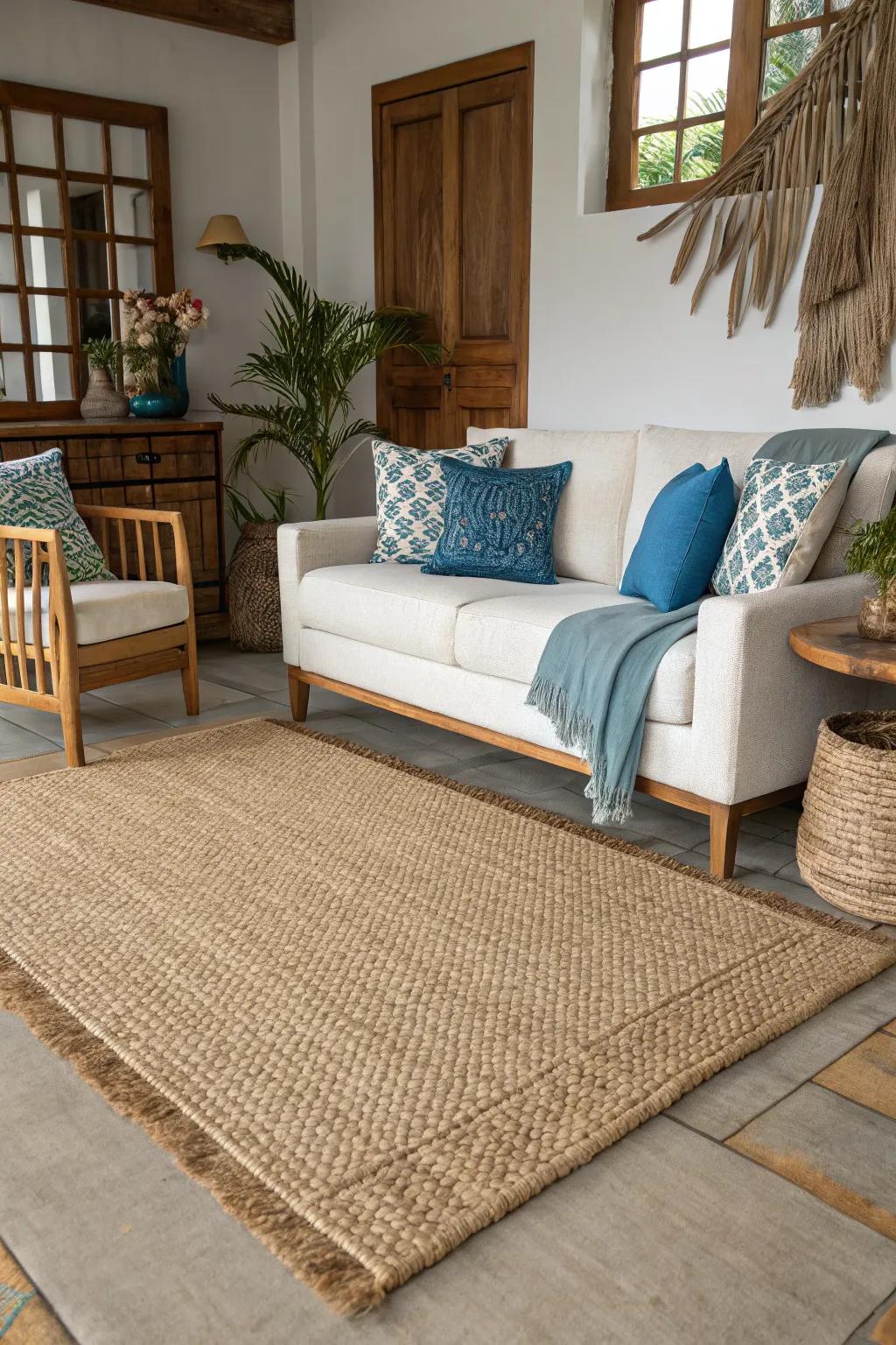 Organic textures usher in an element of the coastline indoors.