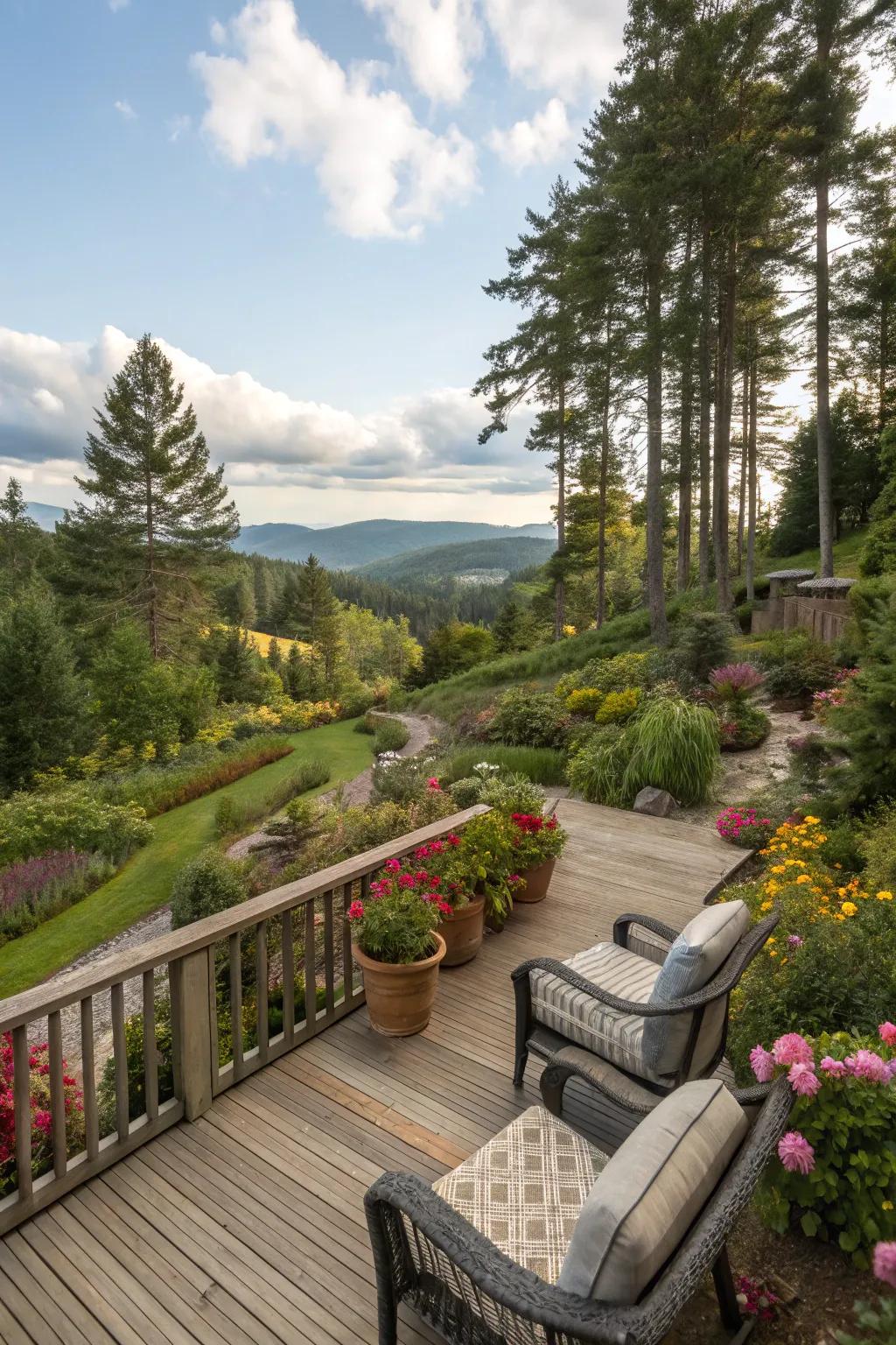 A deck design that merges effortlessly with its natural landscape.