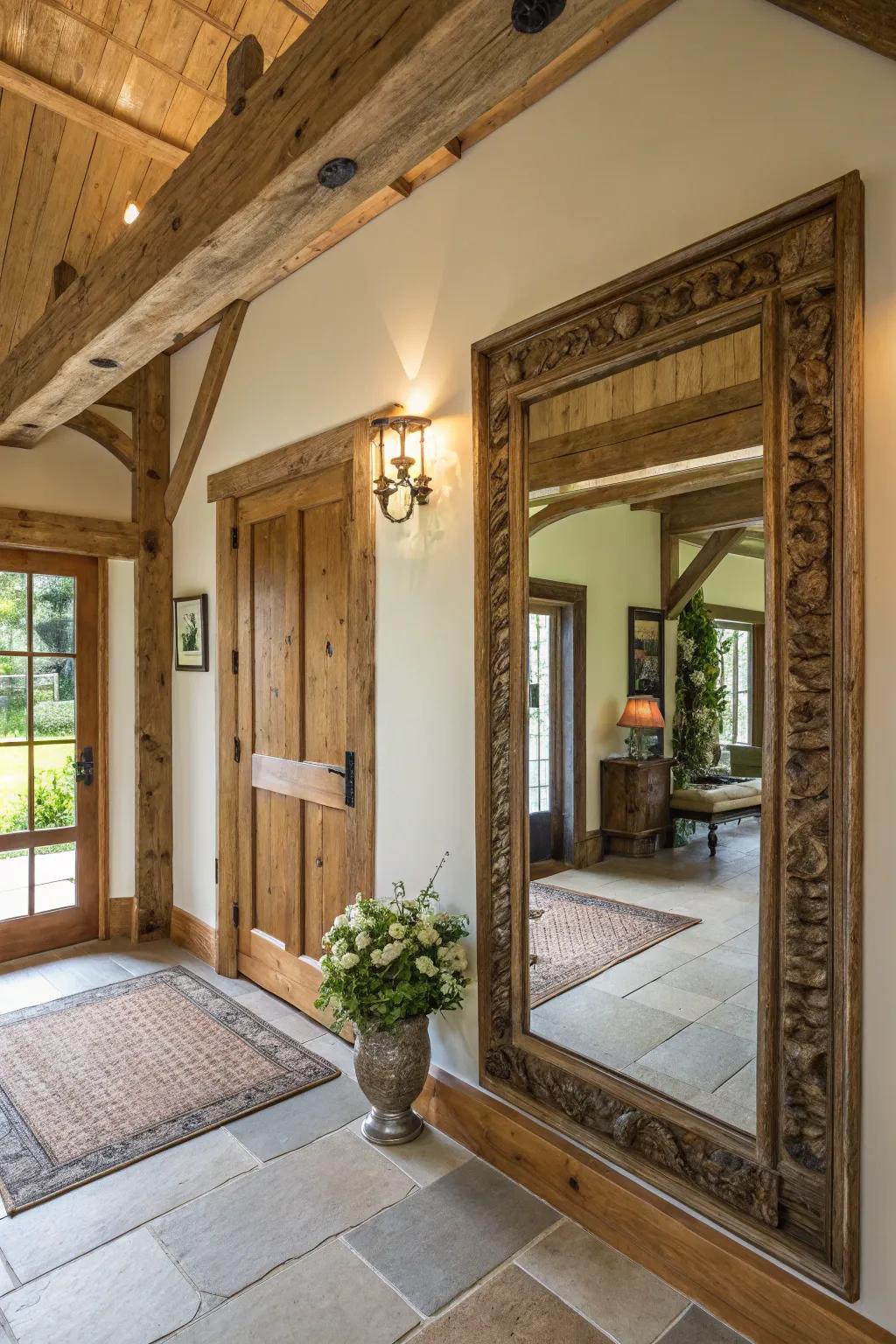 Reflectors contribute dimension and light to any entryway.