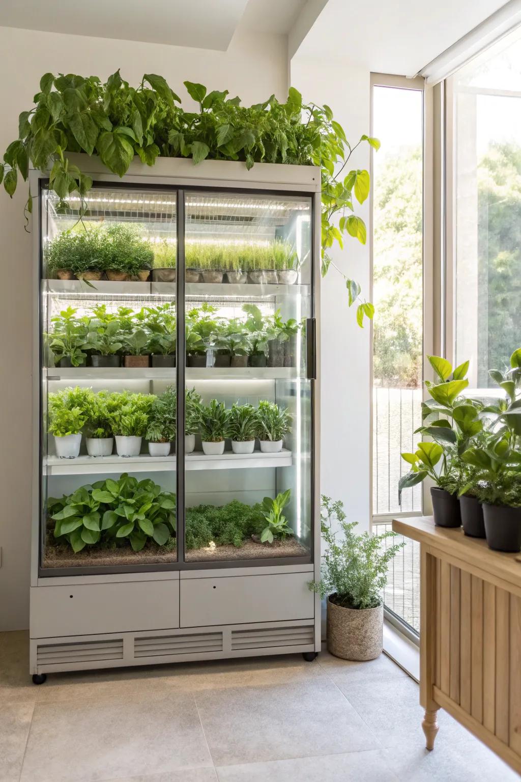 Verdure introduces a hint of nature and vibrancy to the display cabinet composition.