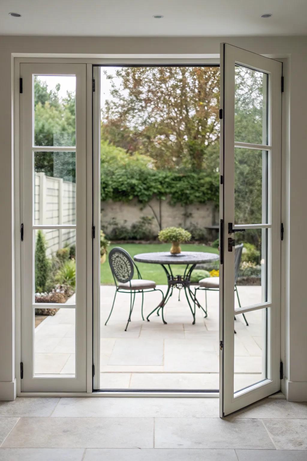 Thin-framed entrances for a clean, clear view.