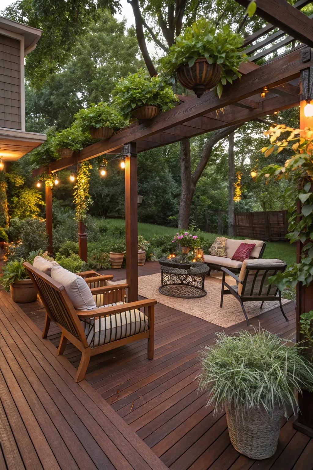 Timber flooring introduces warmth and an organic element to patios.